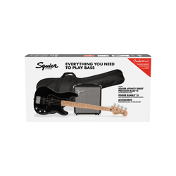 Paquete Bajo Eléctrico Squier Affinity Series Precision Bass PJ Pack, Maple Fingerboard, Black, Funda, Rumble 15