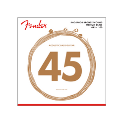 Cuerdas Fender 7060 Acoustic Bass Strings, Phosphor Bronze, .45-.100 Gauges