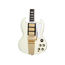 Guitarra Eléctrica Epiphone Les Paul SG Custom con Maestro Vibrola, Classic White, Inspired by Gibson Custom